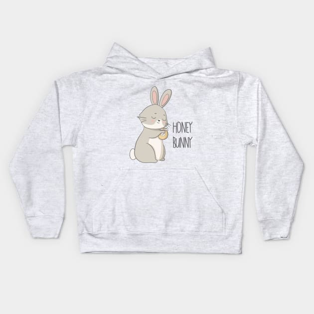 Honey Bunny Cute Rabbit Design Kids Hoodie by Dreamy Panda Designs